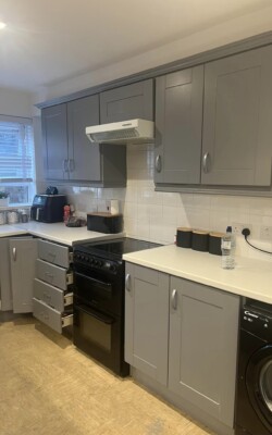 New grey painted kitchen