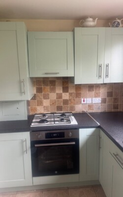 Light green painted kitchen