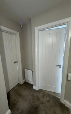 Fresh white painted doors