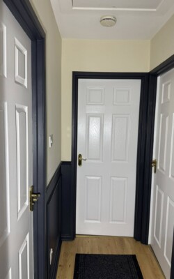 Navy and cream painted hallway