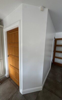 Fresh white painted walls in kitchen