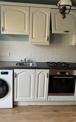 White painted kitchen cupboards